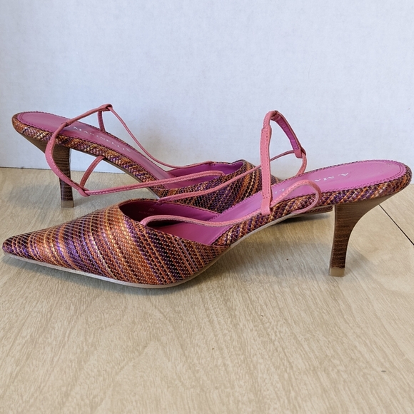 A. Marinelli Multi Striped Slingback Heels 8 - Picture 4 of 10